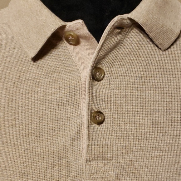 L.L. Bean long sleeve heavy tan collared pullover - Picture 2 of 5